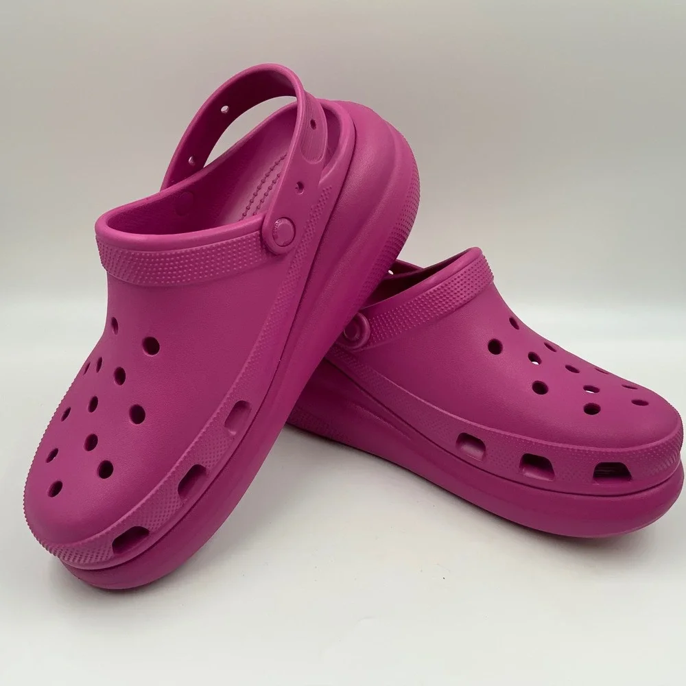 Crocs Classic Crush Clog Magenta Pink Platform Mens Sandals 207521-6QQ